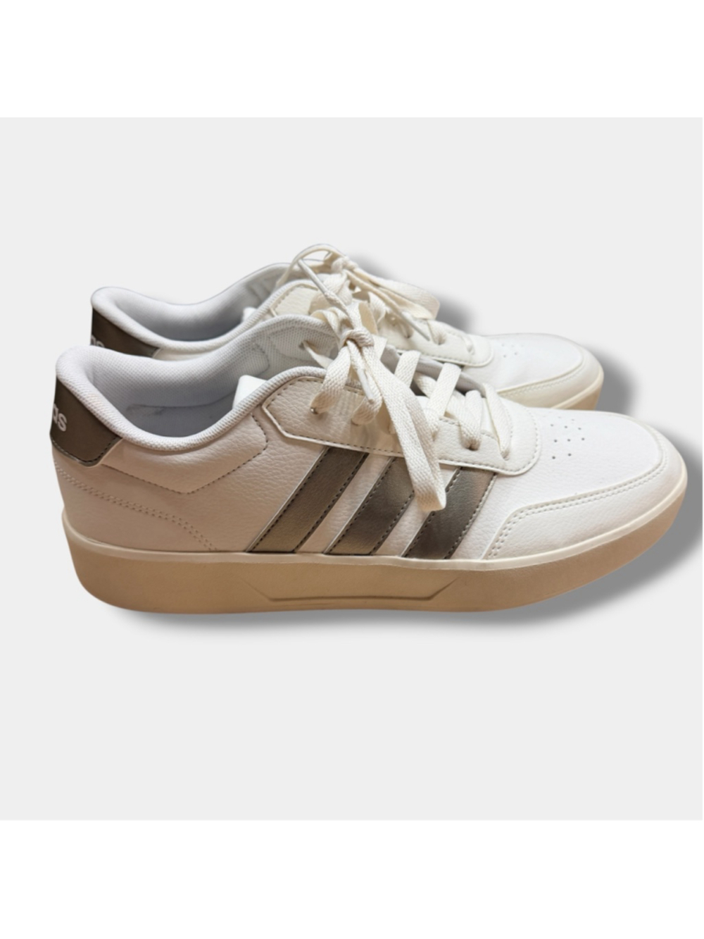 Adidas Women’s Size 10 White Silver Stripe Sneakers Casual Lace Up Shoes - Picture 11 of 12